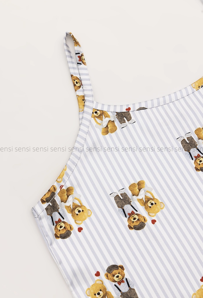 ست تاپ و شلوارک ساتن طرح دار کد1005472